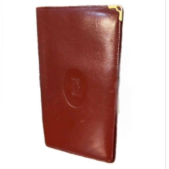Cartier Handbags - Cartier Must de Cartier Burgundy (Unisex) Leather Bi-fold Long Wallet ( EUC)